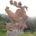 Park Decorative Carved Marble Rooster Statue